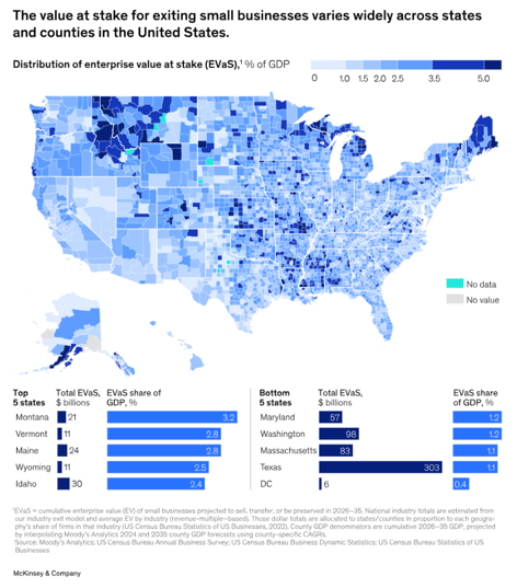 ownership transfer article - map of the united states showing distribution of enterprise value at stake